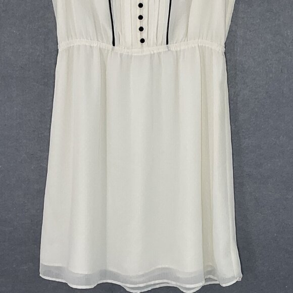 H&M Dress Women 10 Ivory Black Buttons Trim Pintuck Lined Ivy Preppy Timeless - Picture 5 of 13